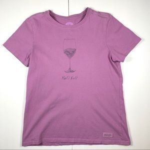 Life Is Good ‘Half Full’ Wine Shirt Womens XS